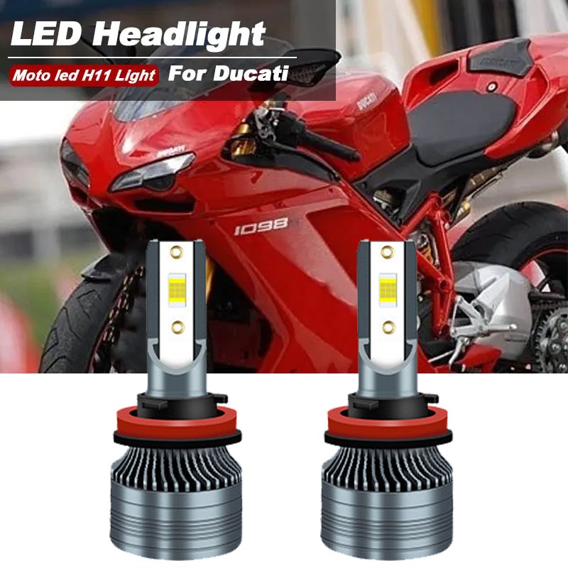 หลอดไฟหน้ารถจักรยานยนต์ H11 H8 LED 9600lm 6000k Canbus สําหรับ Ducati 1098 1198 848 899 EVO 1199 Panigale R S 2 ชิ้น