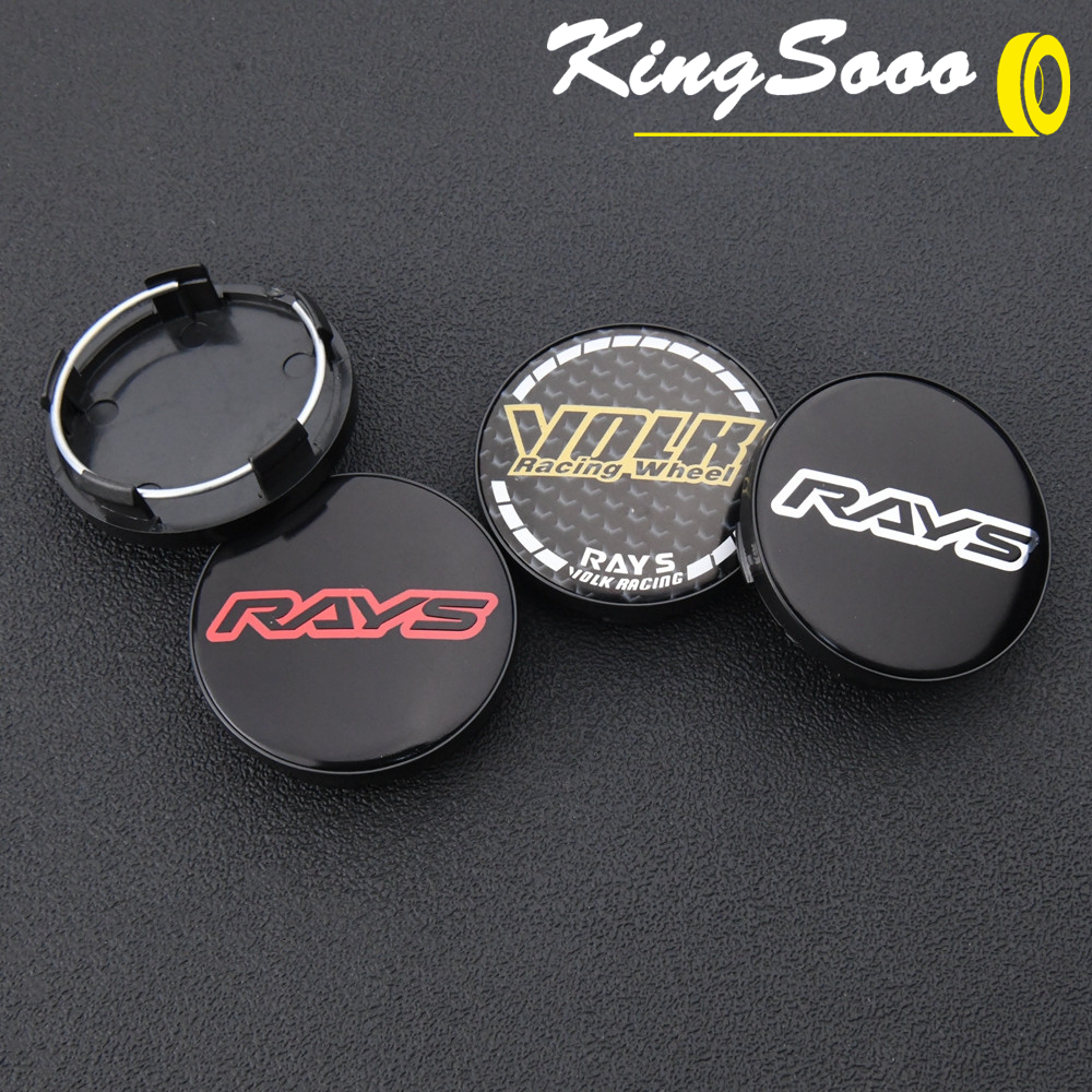 1ห่อ/4ตัว เส้นผ่าศูนย์กลางภายนอก 58มม(ขนาดขา 53มม) RAYS ฝาครอบดุมล้อ VOLK โลโก้ สติกเกอร์ ฝาปิดดุมล้อ ฝาดุมล้อ สีดํา & สีเงิน