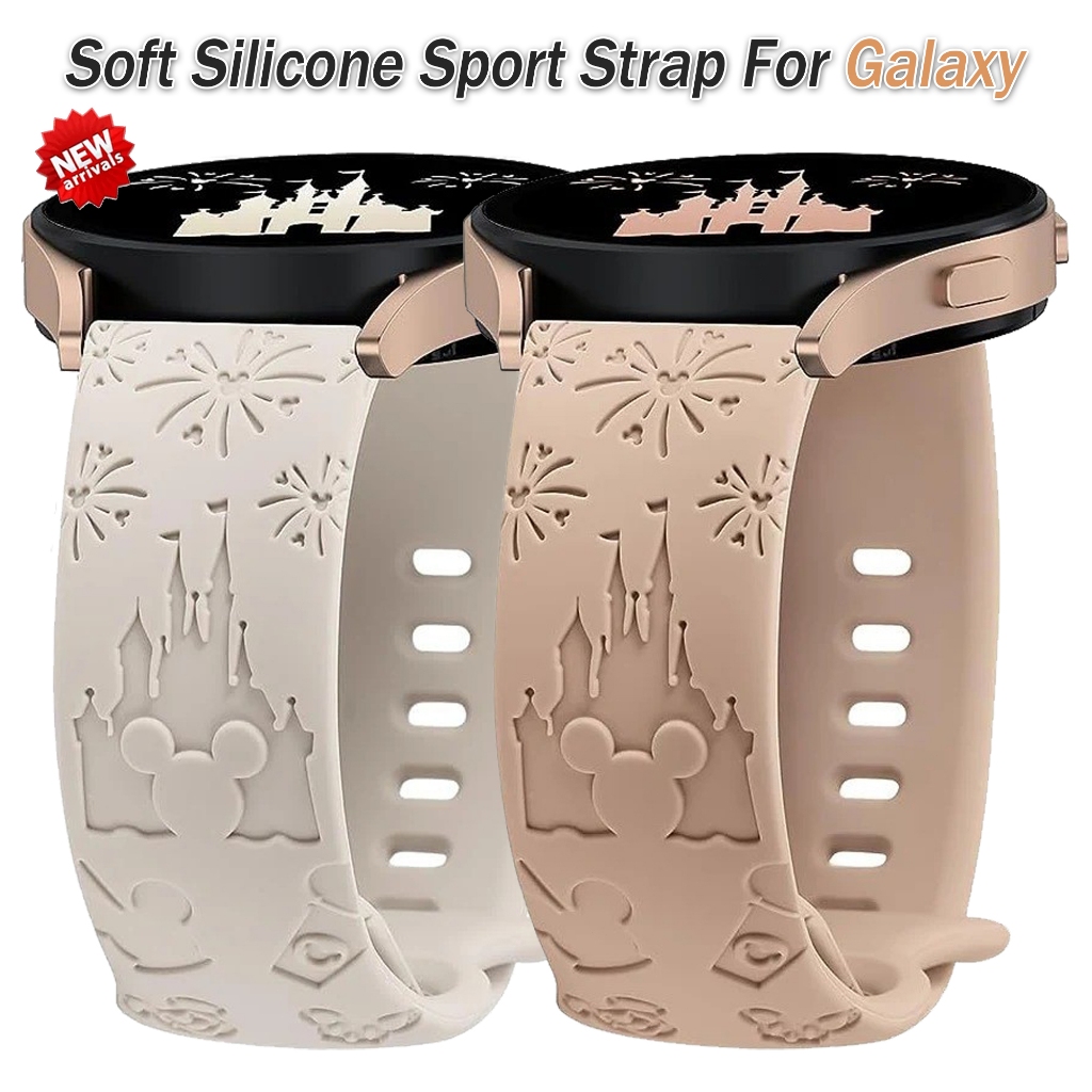 ซิลิโคนการ์ตูนแกะสลักสายนาฬิกา 20 มม. สําหรับ Galaxy Watch 7/6/5/4/Active 2, Watch 5 Pro 45 มม., Watch FE 40 มม., สายกีฬา