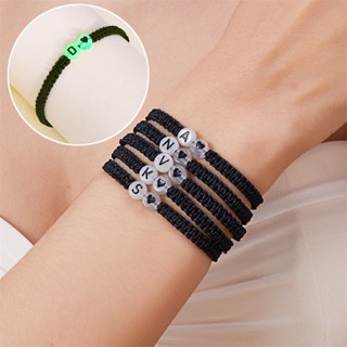 26 Initial Heart Charm สร้อยข้อมือเรืองแสง แฮนด์เมด ปรับได้ …