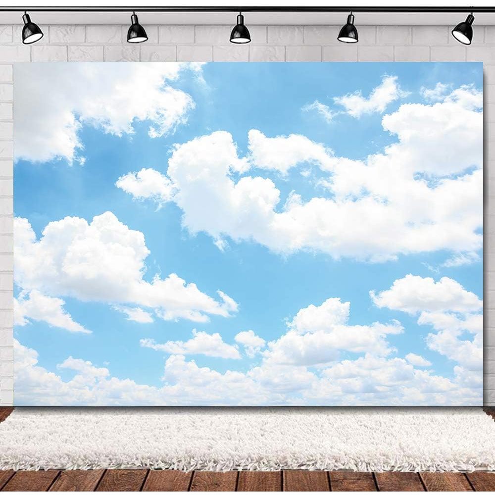 ภาพพื้นหลัง รูปก้อนเมฆธรรมชาติ 1ST สีฟ้า สีขาว 5x3 ฟุต สําหรับถ่ายภาพวันเกิด งานแต่งงาน เบบี้ชาวเวอร์ เด็กแรกเกิด