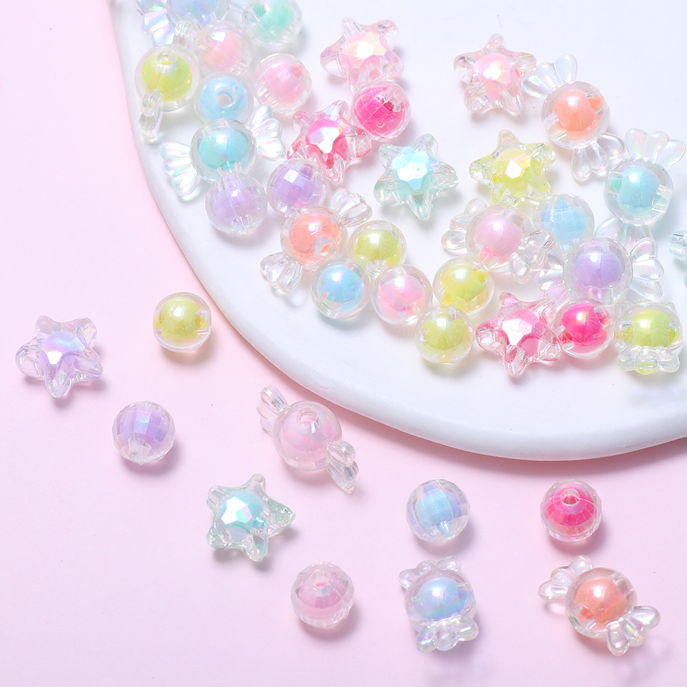 ลูกปัดอะคริลิค รูปดาว สีแคนดี้ เครื่องประดับ DIY 30 ชิ้น