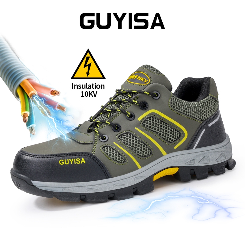 Guyisa รองเท้าเซฟตี้ รองเท้าไฟฟ้า รองเท้าทํางาน ฉนวนกันความร้อน 10kV ปีนเขา เดินป่า CN ขนาด 36-46 1152KV