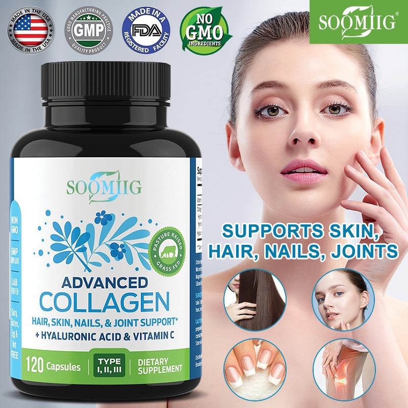 Soomiig Hyaluronic Acid + วิตามินซีคอลลาเจนคอมเพล็กซ์ คอลลาเจนหลายคอลลาเจน สําหรับผู้ชายและผู้หญิง ผ