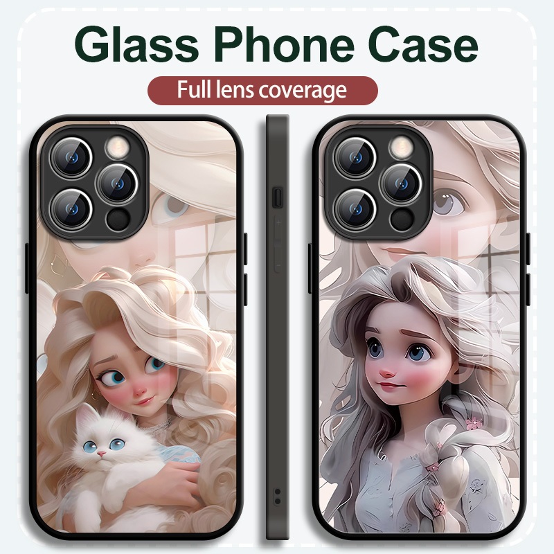 เคสโทรศัพท์มือถือแบบแก้ว กันกระแทก ลายเด็กผู้หญิงน่ารัก สําหรับ Iphone 15promax 14Plus 11 12 13Pro XS Mini XR 8P