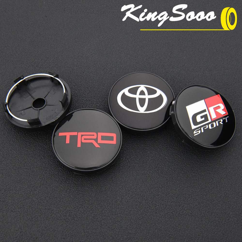 1ห่อ/4ตัว เส้นผ่าศูนย์กลางภายนอก 60มม(ขนาดขา 55มม) ฝาปิดดุมล้อ GR TRD โลโก้ สําหรับ โตโยต้า จีอาร์ ฝาครอบดุมล้อ ดุมล้อรถยนต์ สีดํา & สีเงิน