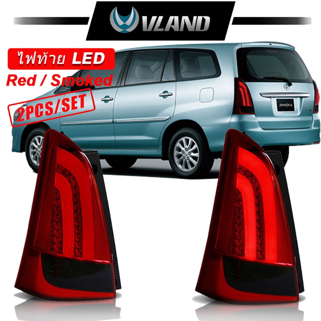 Toyota Innova 2006-2015 Vland LED Light Bar ไฟท้าย LED DRL ด้านหลังเบรค Taillamp Assembly ชุดคู่