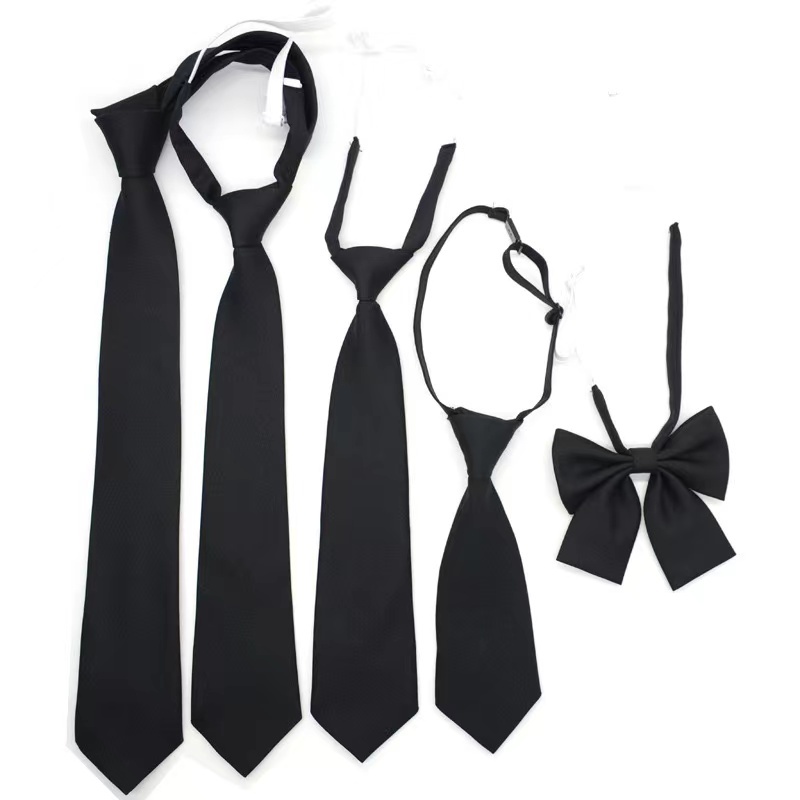 ขายร้อน Mens ผู้หญิงเนคไทซิปผูกโบว์ cravat สีดําซิป Simple Neck Ties JK Uniform