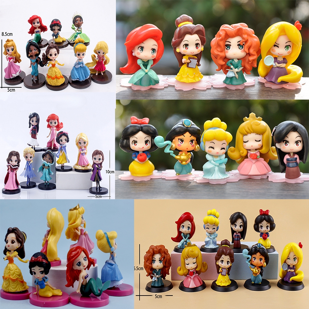 โมเดลฟิกเกอร์ Disney Princess Ariel Alice Snow White Cinderella Belle 4 6 8 9 ชิ้น ต่อชุด