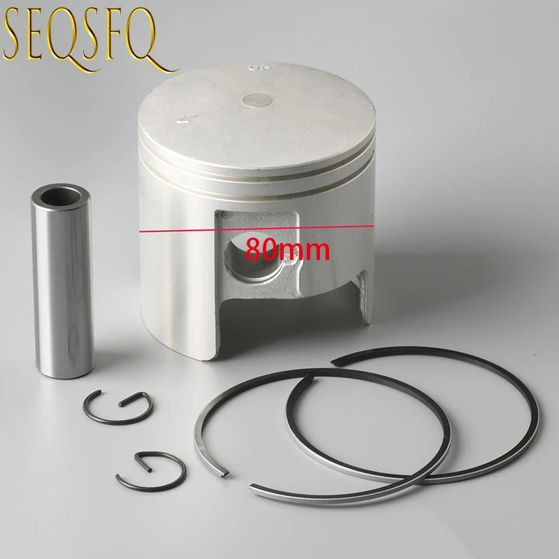 ชุดลูกสูบ 66T-11631-00 สําหรับเครื่องยนต์เรือ Yamaha 2 จังหวะ E40/40X 40HP 66T-11631-00-93 66T-11631-01-93 80 มม.