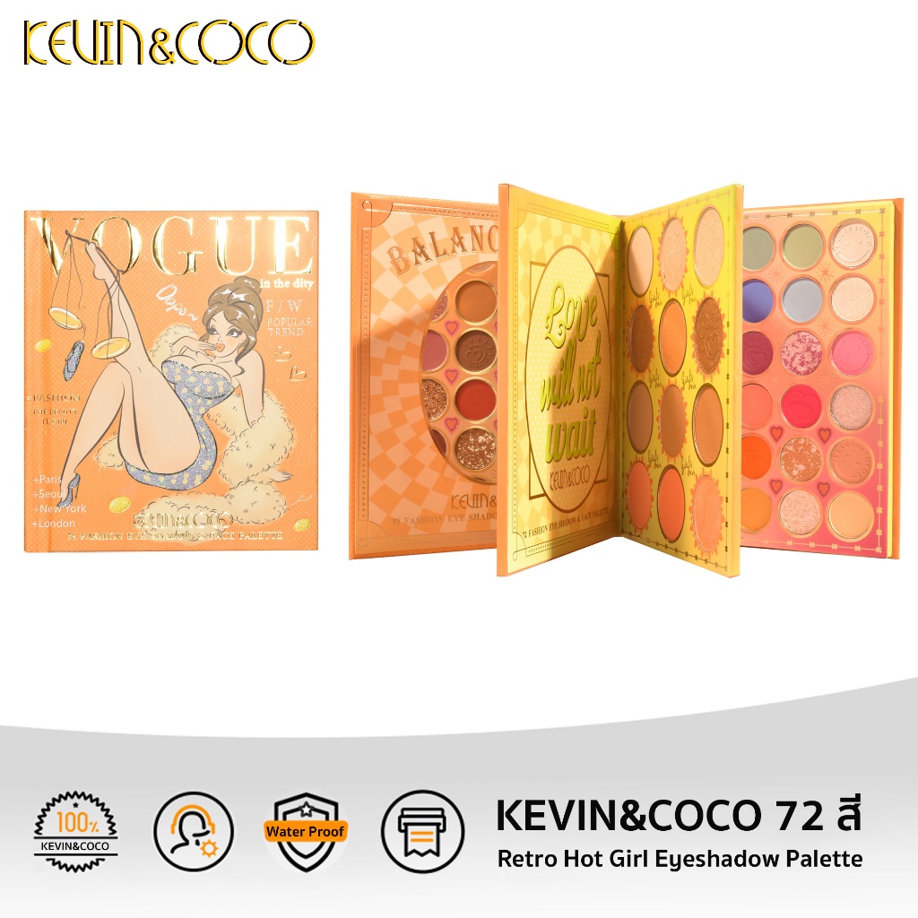 KEVIN&COCO ของแท้ 72สี อายแชโดว์ “FDA”ใบรับรอง retro hot girl trendy eyeshadow pallete easy to color กันน้ำ พาเลทตา ติดทนนาน พาเลท #74