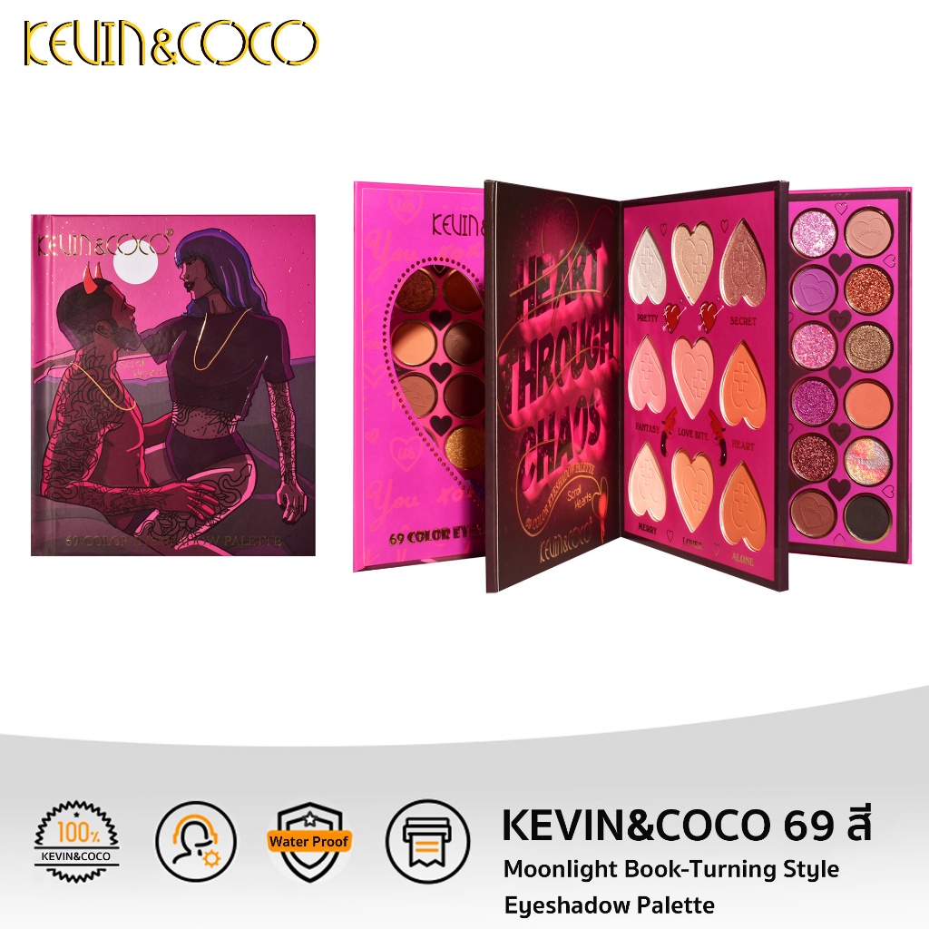 KEVIN&COCO ของแท้ 69สี อายแชโดว์ “FDA”ใบรับรอง moonlight book-turning style eyeshadow pallete กันน้ำ พาเลทตา ติดทนนาน พาเลท #118