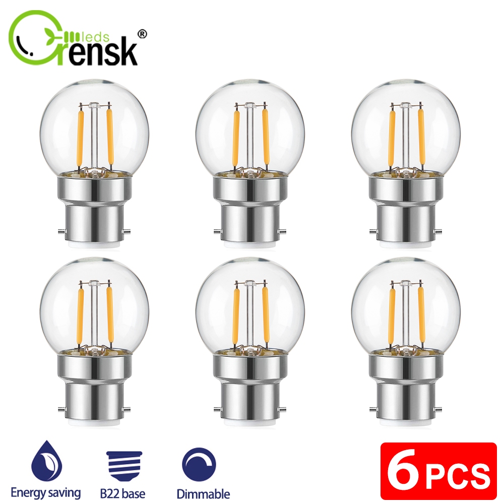 G40 หลอดไฟ Led 2700k 2W 220V B22 หรี่แสงได้ สีขาวอบอุ่น ย้อนยุค เปลี่ยนได้ สําหรับตกแต่ง