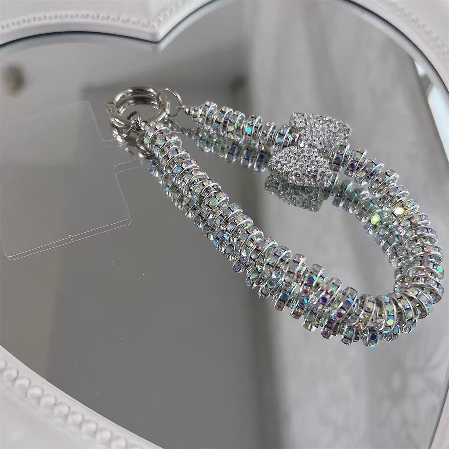 เชือกเส้นเล็กโซ่เคสโทรศัพท์มือถือ จี้กระเป๋าละเอียดอ่อน rhinestone สั้น เชือกเส้นเล็กเคสโทรศัพท์มือถือแบบคลิปออนขั้นสูง