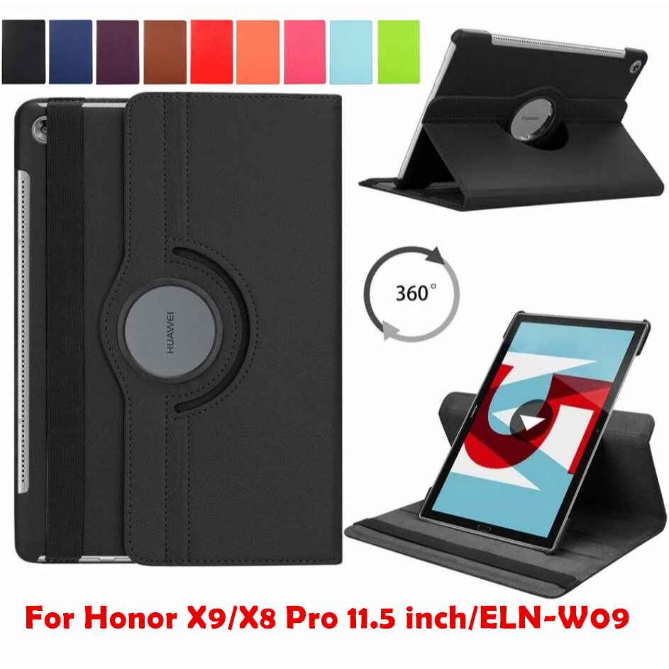 เคสแท็บเล็ตหนัง PU หมุนได้ 360 องศา พร้อมขาตั้ง สําหรับ Huawei Honor Pad X9 X8 pro Case 11.5 นิ้ว 10.1 นิ้ว ELN-W09 Honor Pad X8 Lite 9.7 นิ้ว