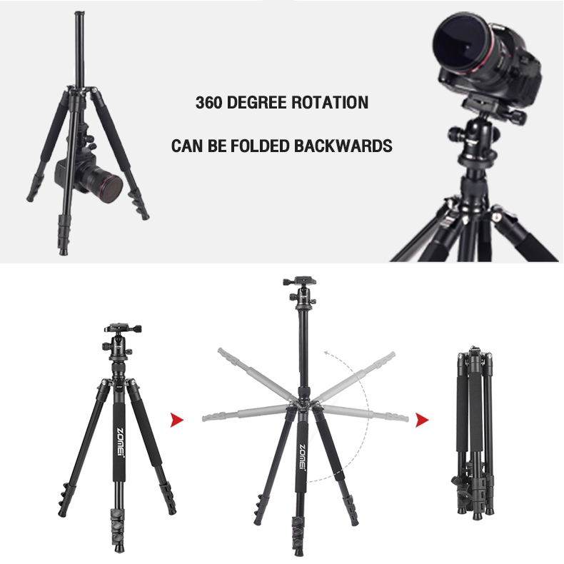 Zomei Q444/Q555/Q666 Camera tripod ขาตั้งกล้องอลูมิเนียมอัลลอยด์พร้อม PTZ 3 ทิศทางน้ำหนักไม่เกิน 10 กก ขากล้องมือถือ ขาตั้งกล้องliveสด ขาตั้งกล้องแบบ 3 ขา tripod yunten