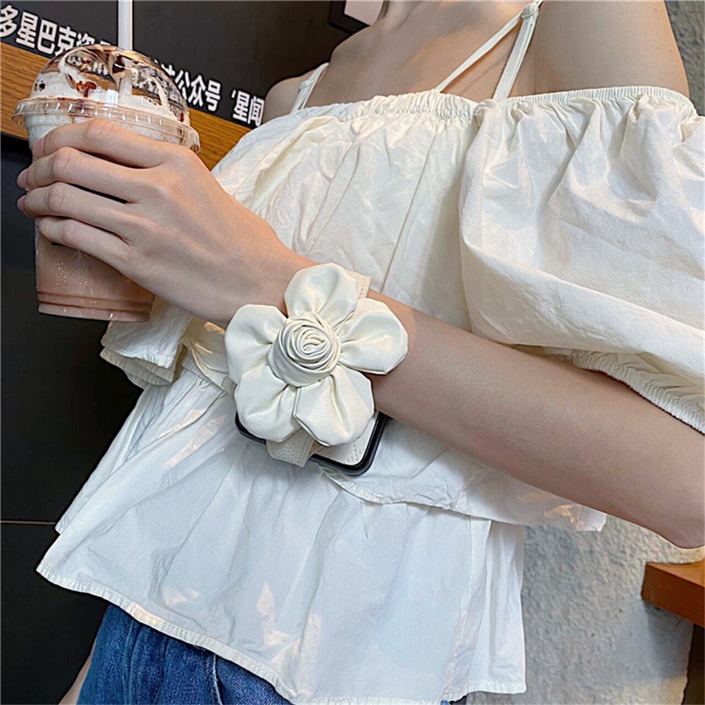 เกาหลีหรูหรา 3D หนังดอกไม้สายรัดข้อมือ Rhombus Lattice สําหรับ Samsung Galaxy Zflip7 Z Flip 6 Z Flip5 Flip4 Zflip3 Flip5 ฝาครอบ