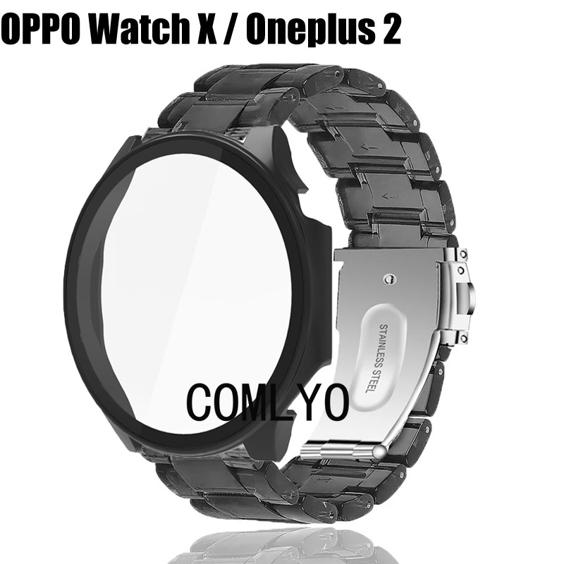 สําหรับ OPPO Watch X / Oneplus Watch 2 เคสกระจก ป้องกันหน้าจอ สาย PC พลาสติก กีฬา สมาร์ทวอทช์