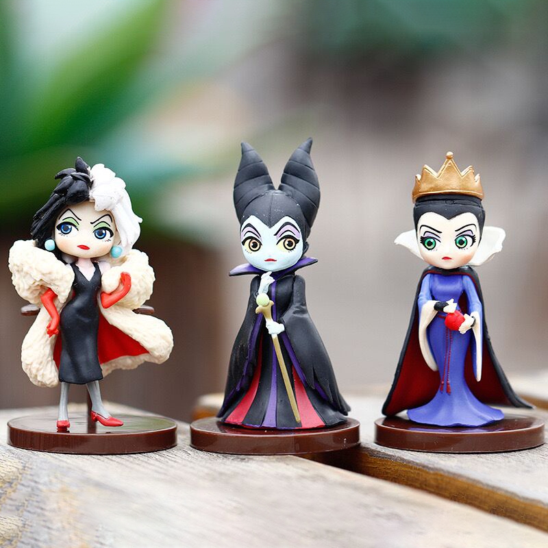 3 ชิ้น/เซ็ต 8 ซม. Maleficent: Mistress of Evil Snow White Queen Witch Q Posket PVC ตัวเลขการกระทําเดสก์ท็อปเค้กตกแต่งตุ๊กตาของเล่น