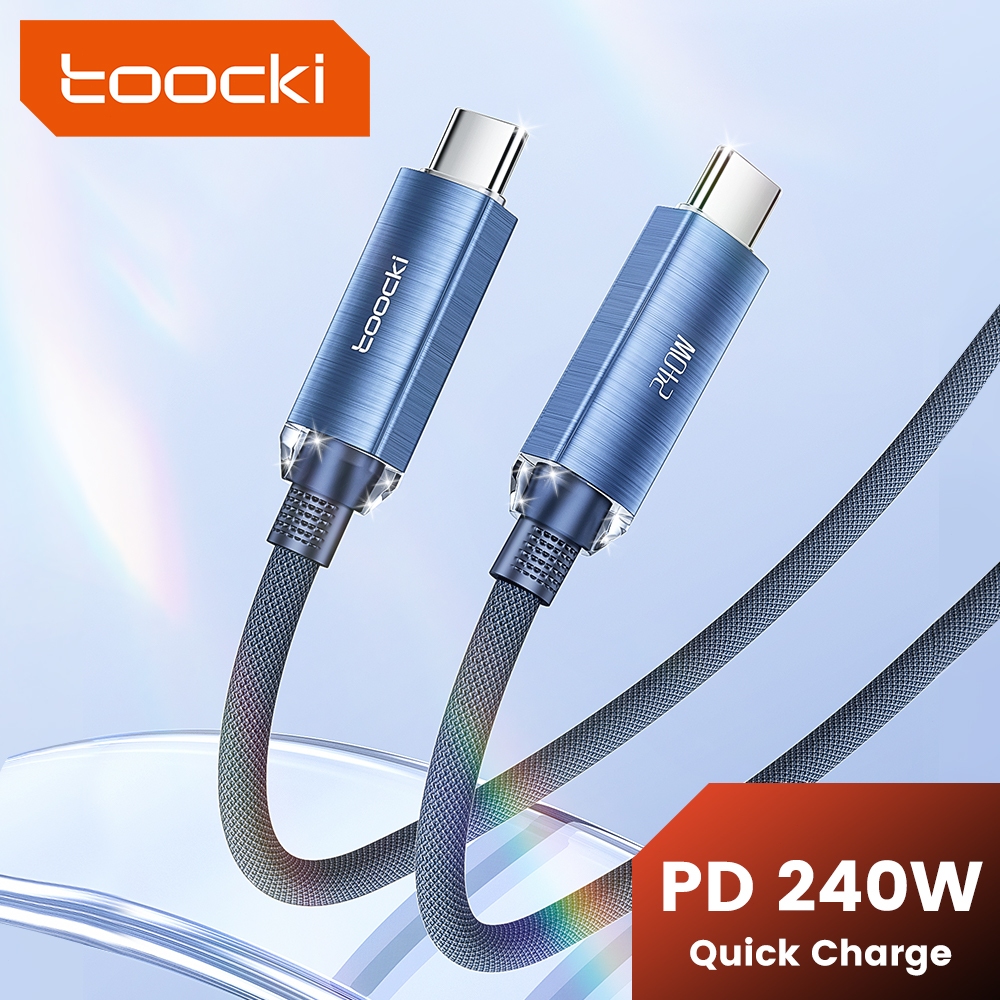 Toocki 240W Type C เป็น Type C สายเคเบิล 100W 60W USB Type C สายชาร์จเร็ว คริสตัล อลูมิเนียม สําหรับ Samsung Xiaom l-Phone 15 สายเคเบิลข้อมูล
