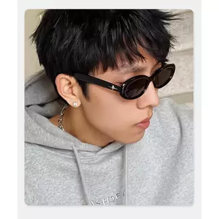 【ท้องถิ่นไทย】Y2K แฟชั่นเกาหลี แว่นตากันแดด รูปไข่แว่นสายตาแมว hip-hop เรโทรเครื่องประดับแฟชั่น HANNA