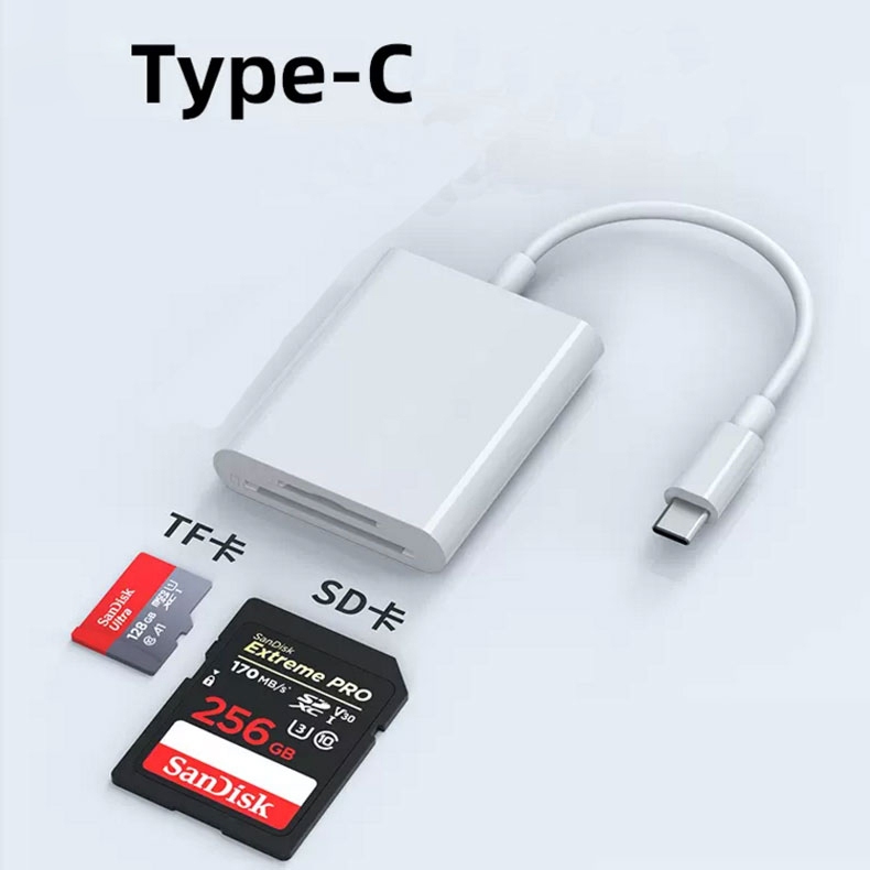 Type-c to TF+SD ตัวอ่าน OTG sd card reader เครื่องอ่านการ์ดพอร์ตเดียว การ์ด SD กล้องเครื่องอ่านการ์ด