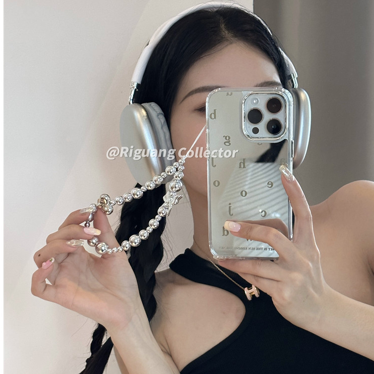 Huiwanju เคสโทรศัพท์มือถือกระจก กันกระแทก ลายตัวอักษรอวกาศ พร้อมสายโซ่คล้อง สําหรับ iPhone 14 ProMax 11 12 13 14