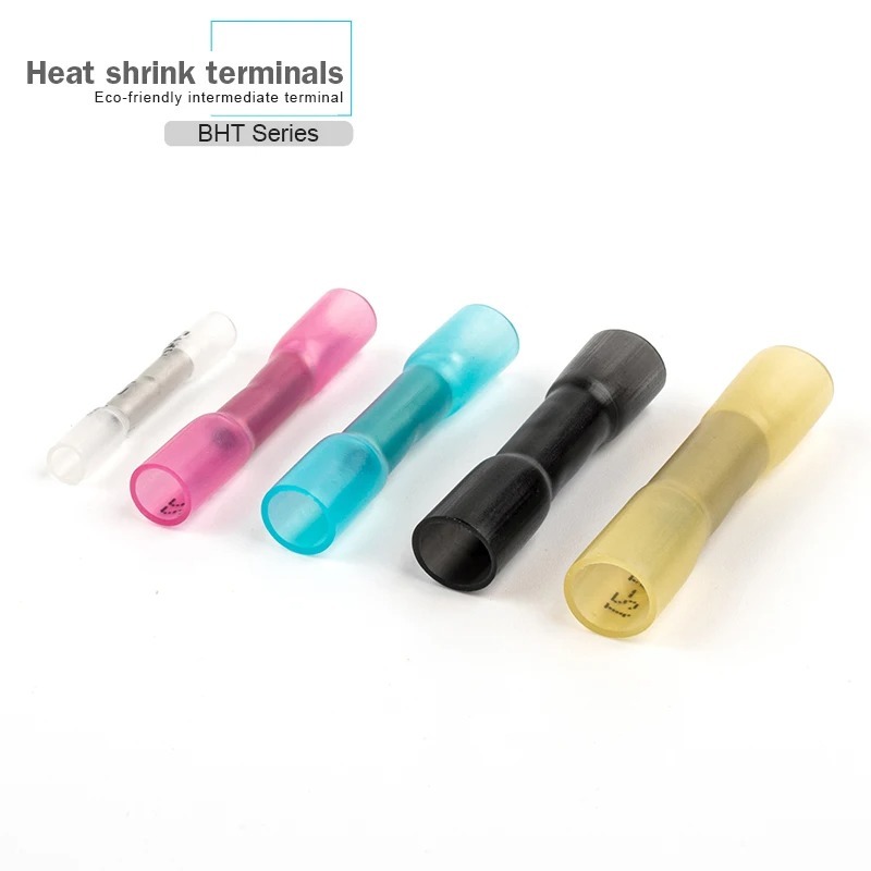 100pcs ความร้อนหดก้นขั้วต่อสายไฟกันน้ําฉนวนรถยนต์สายไฟ Crimp Terminals 26-10 AWG 0.3-6.0mm2