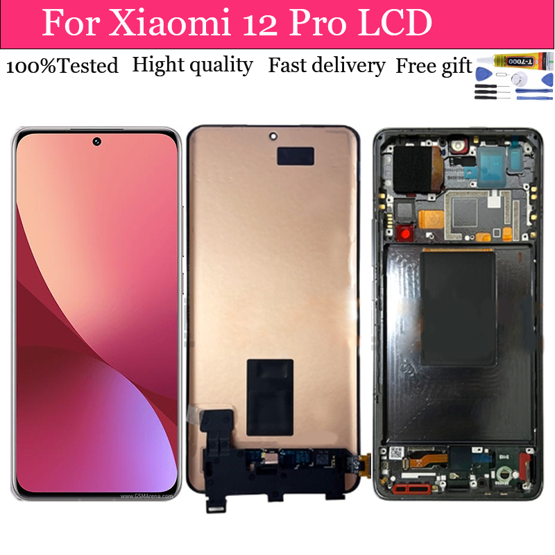 หน้าจอ LCD พร้อมกรอบ สําหรับ Xiaomi 12 Pro Xiaomi 12 Pro 2201122C 2201122อะไหล่หน้าจอสัมผัส LCD