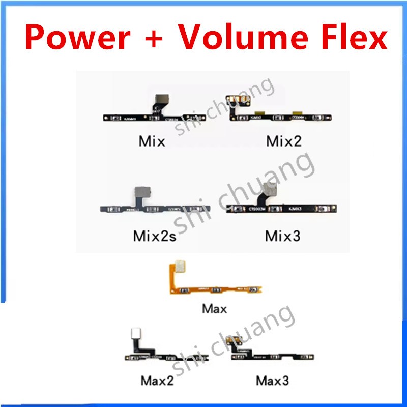 พลังงาน&amp;ปุ่มปรับระดับเสียง สายเคเบิลอ่อน อะไหล่สํารอง สําหรับ Xiaomi Mi Mix 2 2s 3 4 Mix3 Mix4 Max 2 3