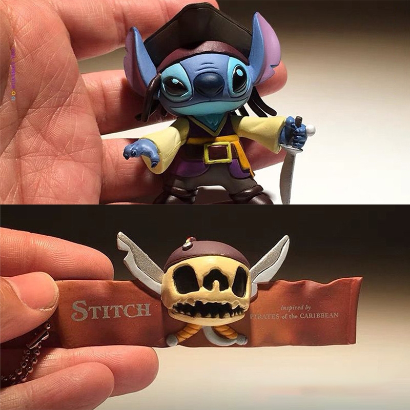 พวงกุญแจฟิกเกอร์ PVC รูปการ์ตูนอนิเมะ Lilo & Stitch Pirate Skeleton ขนาด 6-9 ซม. 1 ชิ้น