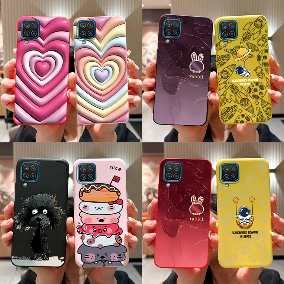 สําหรับ Samsung Galaxy A12 M12 F12 SM-A125F A12 A12 เคสโทรศัพท์ซิลิโคน TPU แบบนิ่ม ลายการ์ตูนน่ารัก สีแคนดี้