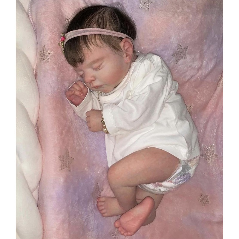 18 นิ ้ ว Reborn Baby Sam Sleeping Baby ผมรากแล ้ วทาสีผิวรายละเอียด Veins Bebe Reborn ตุ ๊ กตาสําหร