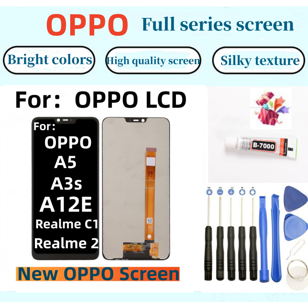 ใหม่ หน้าจอสัมผัส LCD สําหรับ OPPO A5 A3s A12e realme c1 2