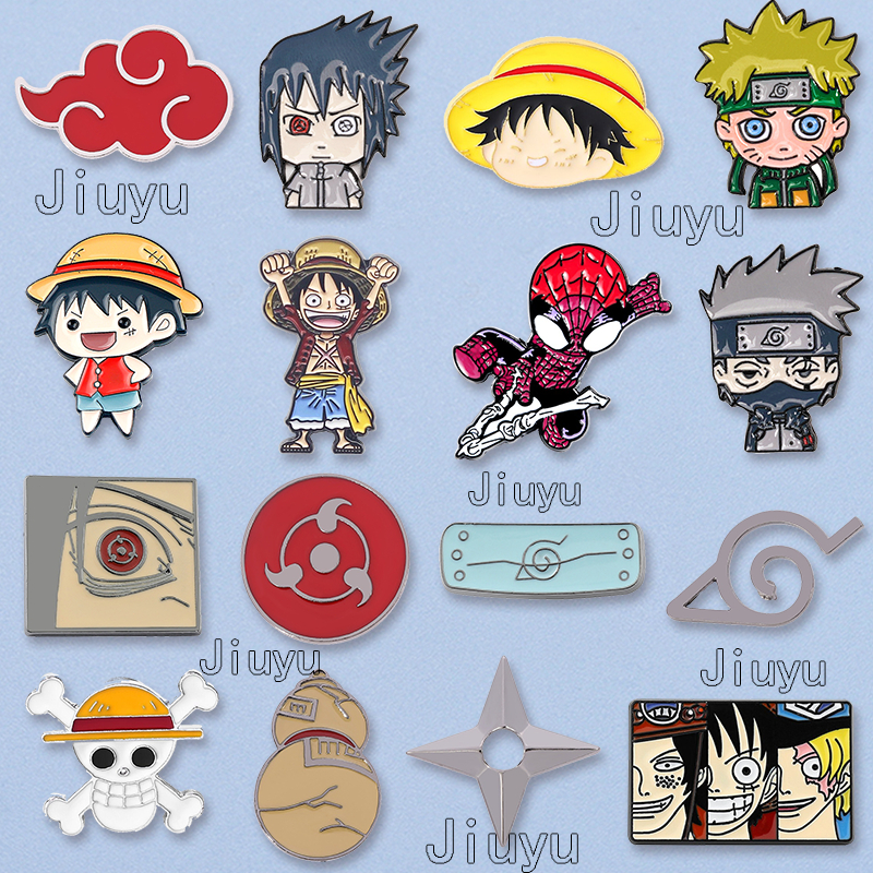 เข็มกลัด ลายการ์ตูนอนิเมะนารูโตะ Akatsuki Konoha Village Ninja Uzumaki Uchiha Sharingan Shuriken