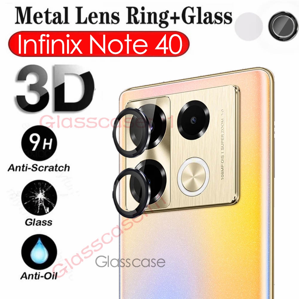 เลนส์กล้องโลหะสําหรับ Infinix Note 40 pro plus 40x 40s 40pro 40proplus 40pro + Note40pro 9H HD กระจกนิรภัยอลูมิเนียมโลหะกล้องเลนส์ ProtectorScreen ป้องกันฟิล์ม
