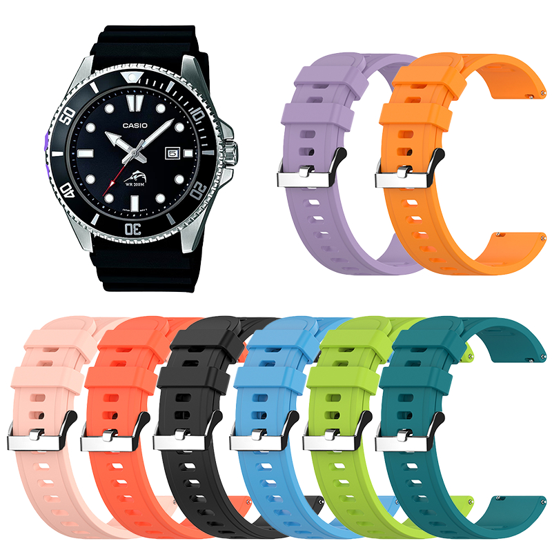 สายซิลิโคน สายรัดระบายอากาศ กว้าง 22 มม. เหมาะสำหรับ CASIO MDV-106-1A