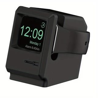 สําหรับ Apple Watch 9 8 7 6 5 4 iWatch 3 2 1 ขาตั้งซิลิโคน แท่นชาร์จ ที่วาง ย้อนยุค ลายคอมพิวเตอร์ ขาตั้งข้างเตียง ฐานยึด