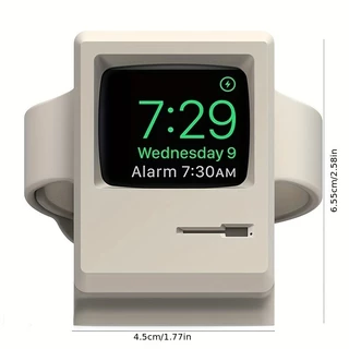 สําหรับ Apple Watch 9 8 7 6 5 4 iWatch 3 2 1 ขาตั้งซิลิโคน แท่นชาร์จ ที่วาง ย้อนยุค ลายคอมพิวเตอร์ ขาตั้งข้างเตียง ฐานยึด