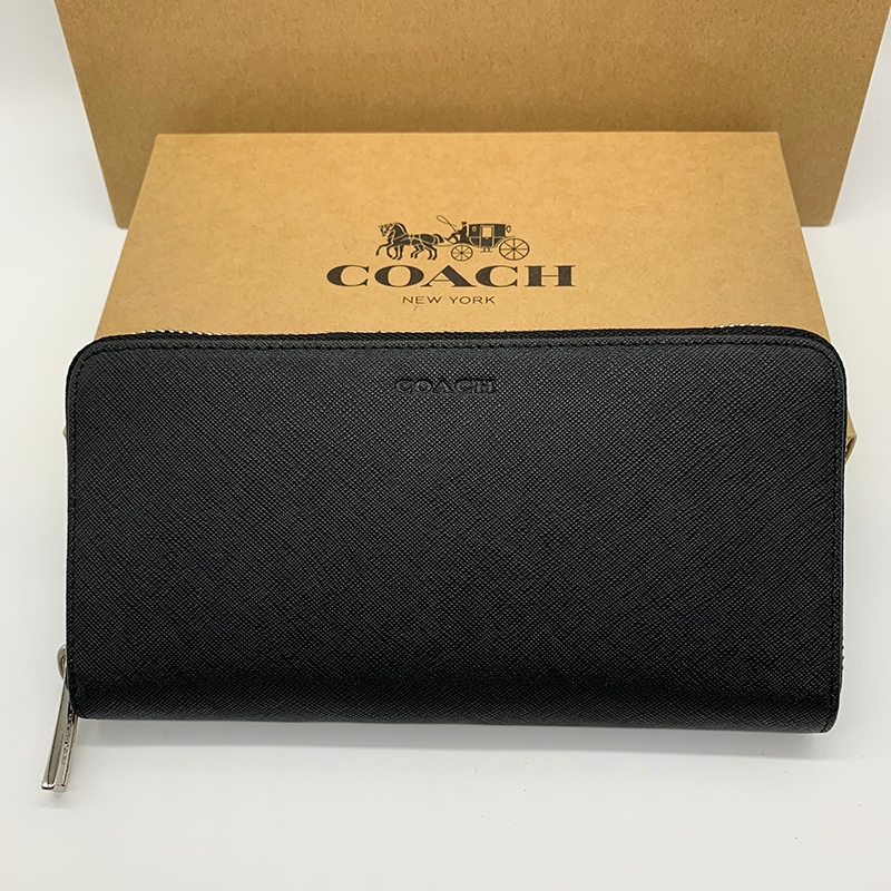 Coach F74769 กระเป๋าสตางค์ ใบยาว หนังแท้ มีซิป ใส่เหรียญ บัตรได้ สําหรับผู้ชาย