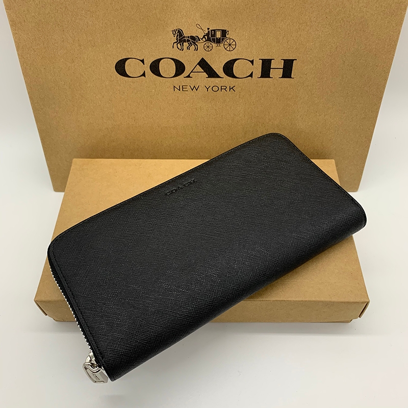 Coach F74769 กระเป๋าสตางค์ ใบยาว หนังแท้ มีซิป ใส่เหรียญ บัตรได้ สําหรับผู้ชาย