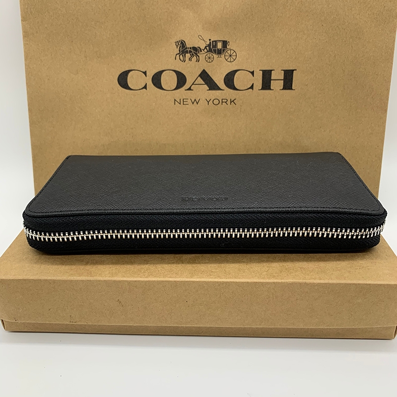 Coach F74769 กระเป๋าสตางค์ ใบยาว หนังแท้ มีซิป ใส่เหรียญ บัตรได้ สําหรับผู้ชาย