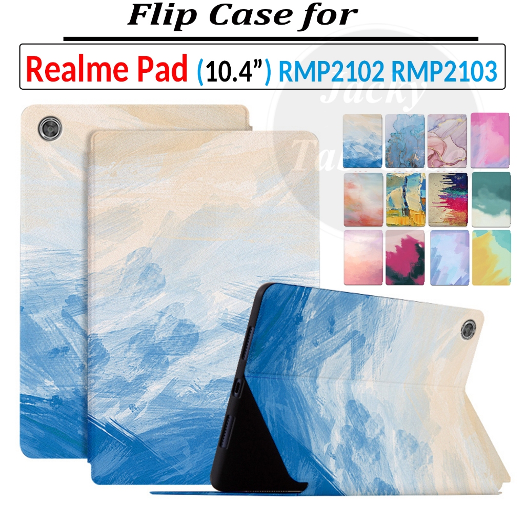 เคสแท็บเล็ตหนัง PU แบบฝาพับ ตั้งได้ สําหรับ Realme Pad 10.4 นิ้ว RMP2102 RMP2103 LTE