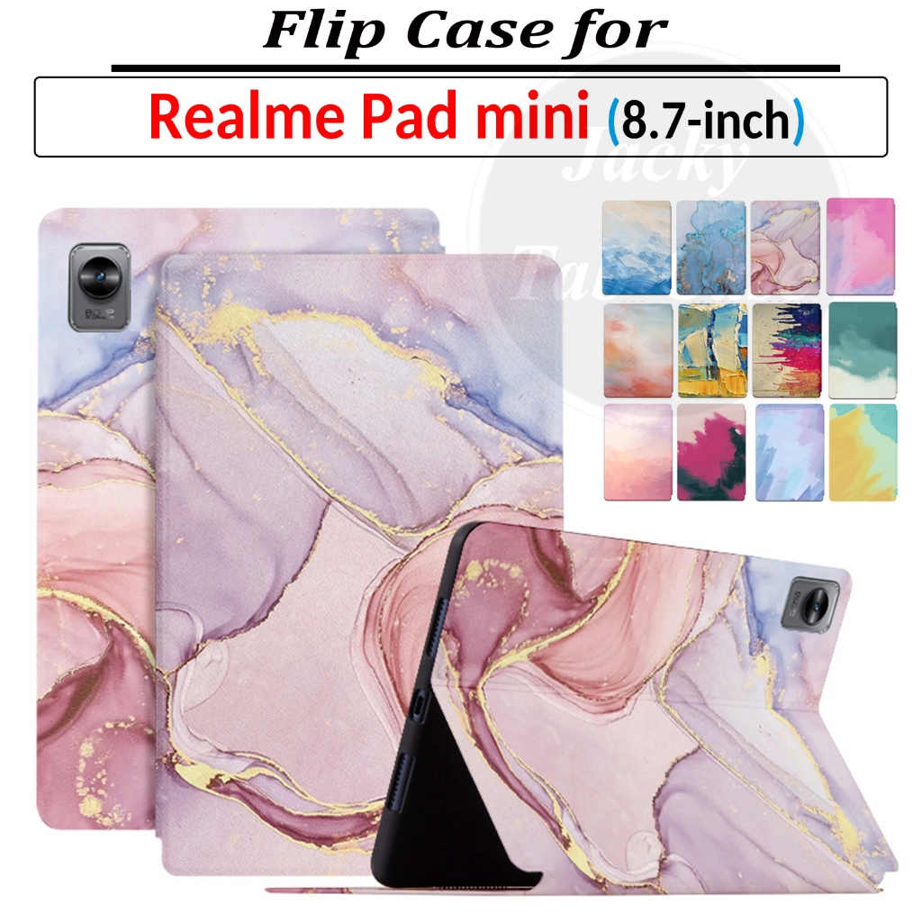 สําหรับ Realme Pad mini 8.7 นิ้ว RMP2105 RMP2106 4G|Lte|เคสแท็บเล็ต หนัง PU แบบฝาพับ ตั้งได้ แฟชั่นสําหรับคอมพิวเตอร์ แท็บเล็ต