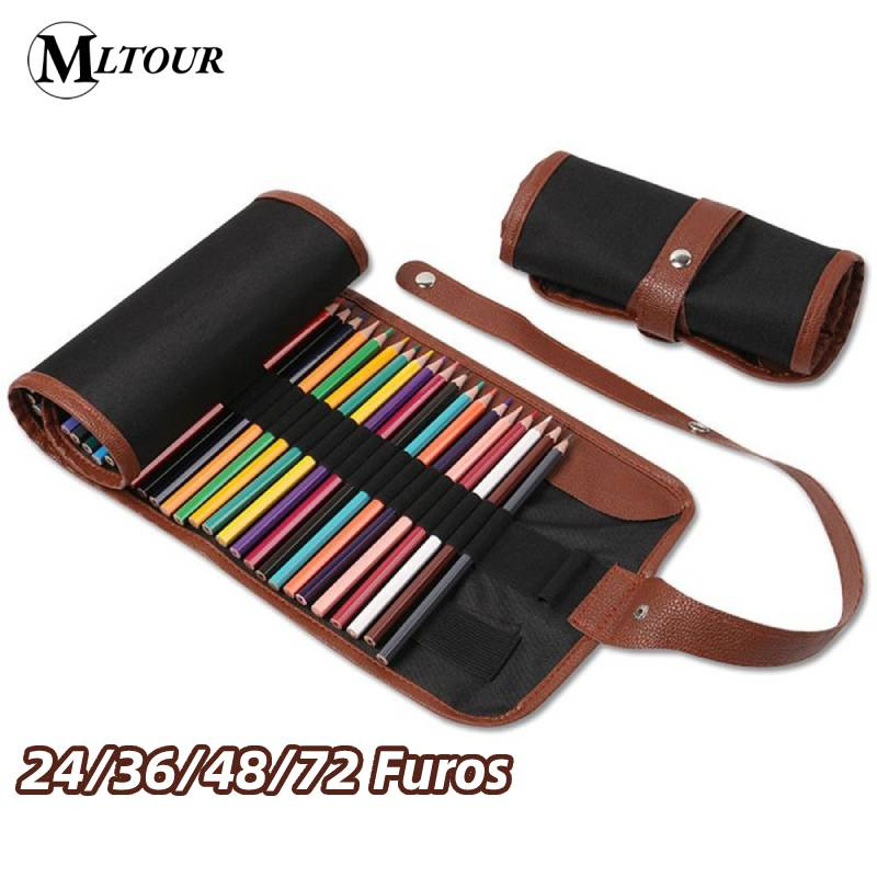 กระเป๋าดินสอหนัง 24/36/48/72 หลุม ความจุขนาดใหญ่ กระเป๋าดินสอ ผ้าใบร่างสี ดินสอสี กระเป๋าเครื่องเขียน