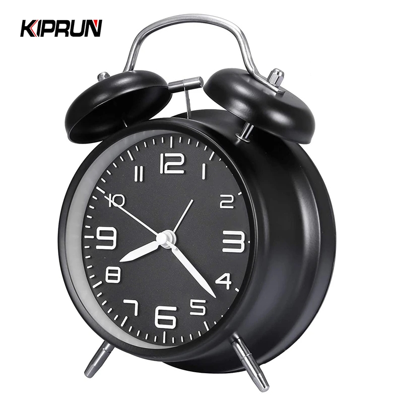 Kiprun นาฬิกาปลุก 3D กรอบโลหะ พร้อมไฟแบ็คไลท์ ใช้แบตเตอรี่ สําหรับบ้าน และสํานักงาน