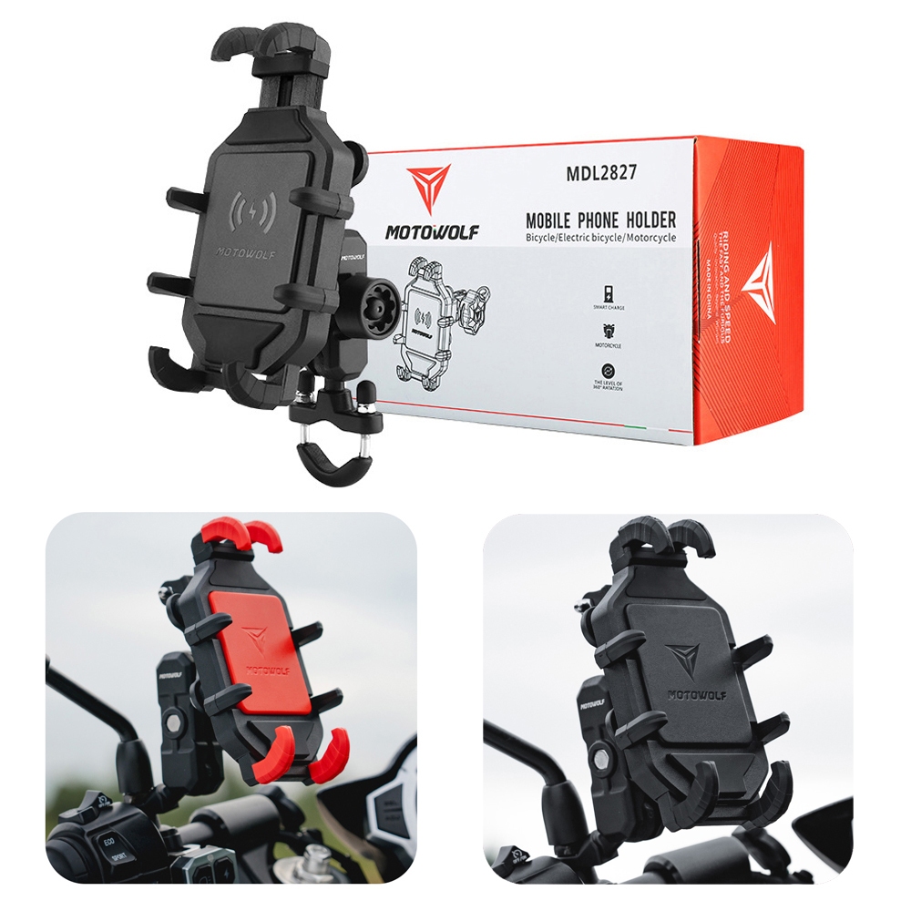 Motowolf ที่วางโทรศัพท์ อลูมิเนียมอัลลอยด์ ดูดซับแรงกระแทก ป้องกันการโจรกรรม สําหรับรถจักรยานยนต์