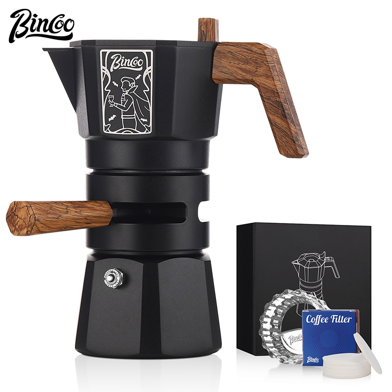 Bincoo ชุดเครื่องชงกาแฟ หม้อต้มกาแฟ วาล์วคู่ เทอร์โมสแตติก อิตาลี บ้าน ตั้งแคมป์ กลางแจ้ง