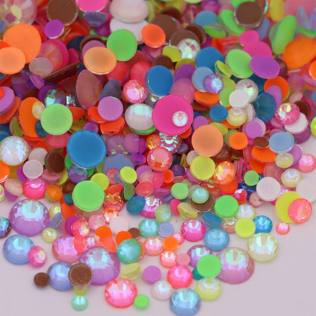 Ss10 (2.7-2.9 มม.) 1440 ชิ้น Noctilucent Rhinestones สีลูกกวาดเรืองแสงนีออนไม่ร้อนแก้ไขแก้วคริสตัล