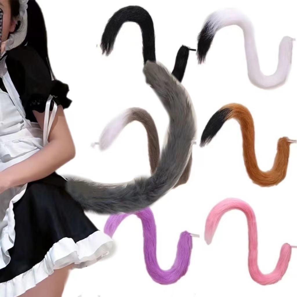 Shiningstars 80 ซม.ยาวผู้ใหญ่เด็กคอสเพลย์อะนิเมะFluffy Plushยาวแมวหางแฟนซีชุดอุปกรณ์เสริมปาร์ตี้ฮาโลวีนเครื่องแต่งกายProp